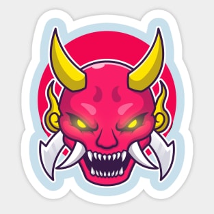 Oni Mask Demon Cartoon Sticker